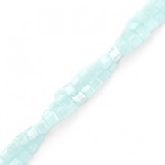 Faceted glass beads Cube 2x2mm Icy blue-pearl shine coating